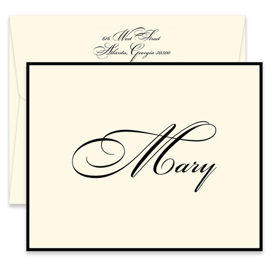 Bordered Catarina Style Folded Note Cards - Raised Ink